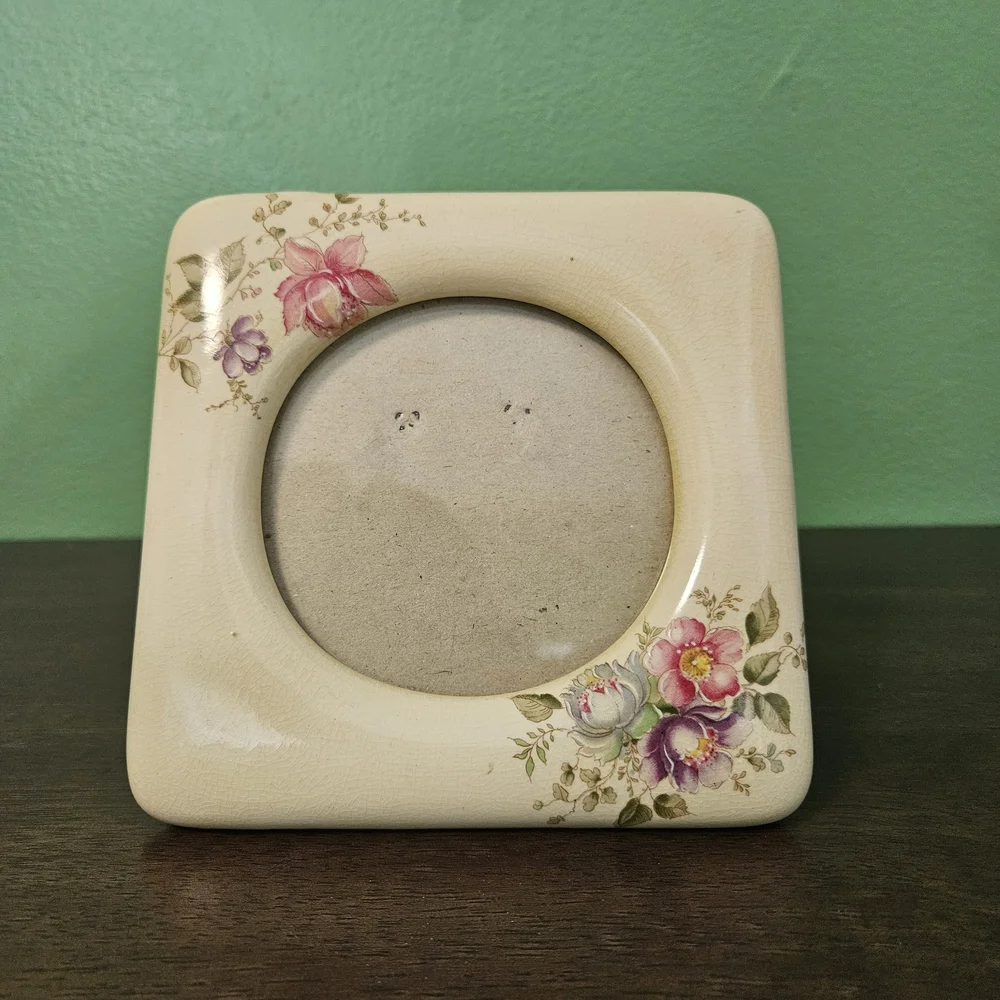 Vintage Terragrafix Floral Ceramic Square 1982 Picture Frame